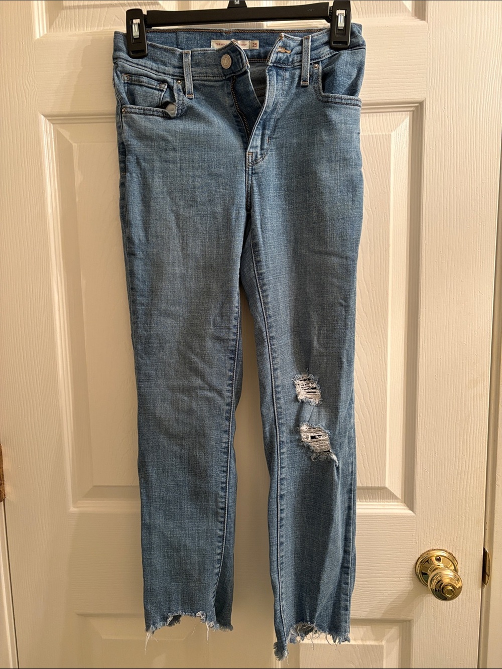 Levi's Light Blue Distressed Straight Leg Jeans
